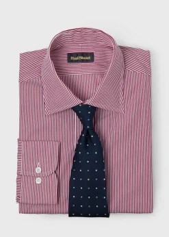 Classic Spread Collar Pencil Stripe Dress Shirt