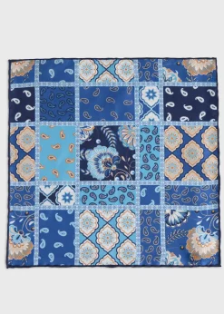 Printed Silk Patchwork Pocket Square