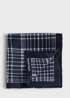 Printed Silk Plaid Pocket Square