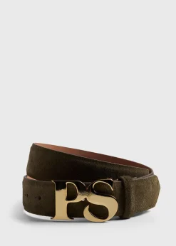 PS Brass Logo Suede Belt