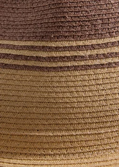 Striped Raffia Wide-Brim Hat